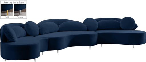 Vivacious Navy Velvet 3pc. Sectional (3 Boxes) - Royal Furniture & Gifts (MI) - Multi Location