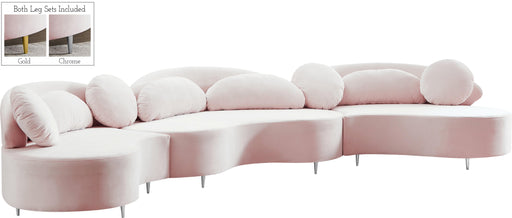 Vivacious Pink Velvet 3pc. Sectional (3 Boxes) - Royal Furniture & Gifts (MI) - Multi Location