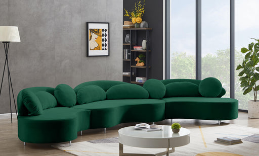 Vivacious Green Velvet 3pc. Sectional (3 Boxes) - Royal Furniture & Gifts (MI) - Multi Location