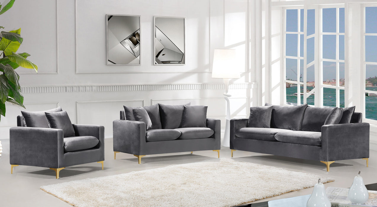Naomi Grey Velvet Sofa - Royal Furniture & Gifts (MI) - Multi Location
