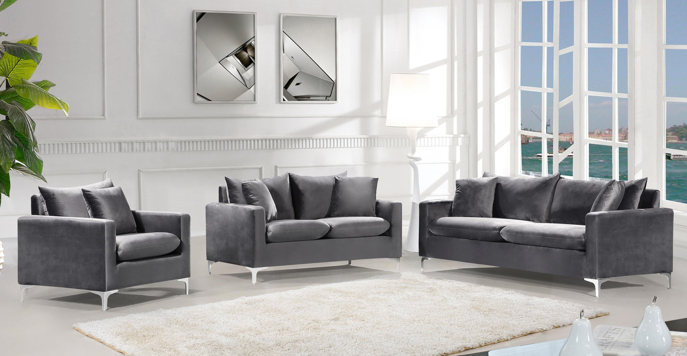 Naomi Grey Velvet Sofa - Royal Furniture & Gifts (MI) - Multi Location