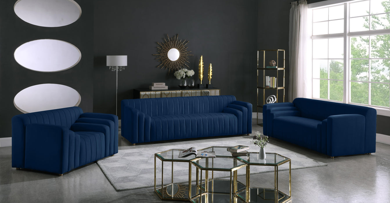 Naya Navy Velvet Loveseat - Royal Furniture & Gifts (MI) - Multi Location
