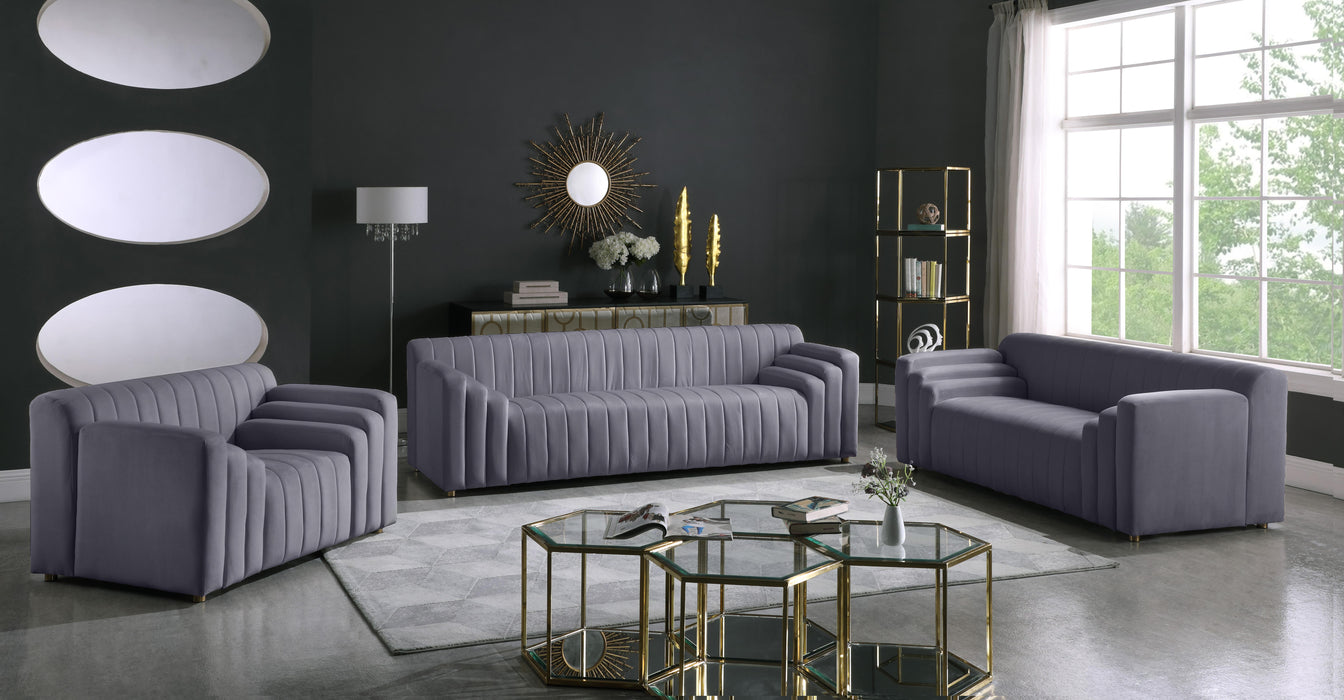 Naya Grey Velvet Sofa - Royal Furniture & Gifts (MI) - Multi Location