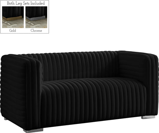 Ravish Black Velvet Loveseat - Royal Furniture & Gifts (MI) - Multi Location