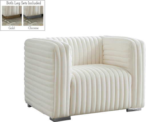 Ravish Cream Velvet Chair - Royal Furniture & Gifts (MI) - Multi Location