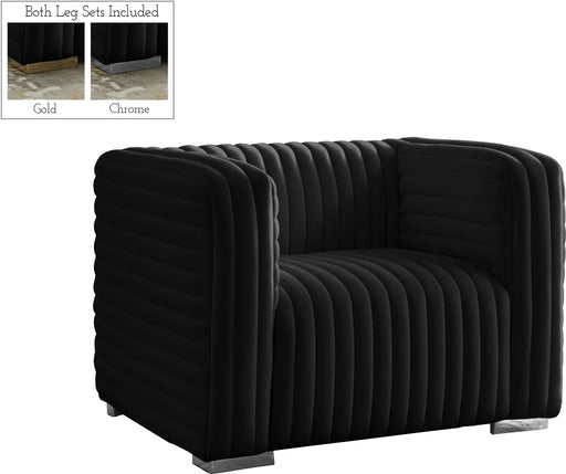 Ravish Black Velvet Chair - Royal Furniture & Gifts (MI) - Multi Location