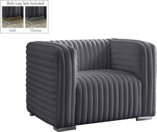 Ravish Grey Velvet Chair - Royal Furniture & Gifts (MI) - Multi Location