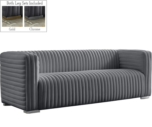Ravish Grey Velvet Sofa - Royal Furniture & Gifts (MI) - Multi Location