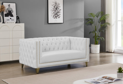 Michelle White Faux Leather Loveseat - Royal Furniture & Gifts (MI) - Multi Location