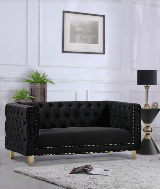 Michelle Black Velvet Loveseat - Royal Furniture & Gifts (MI) - Multi Location