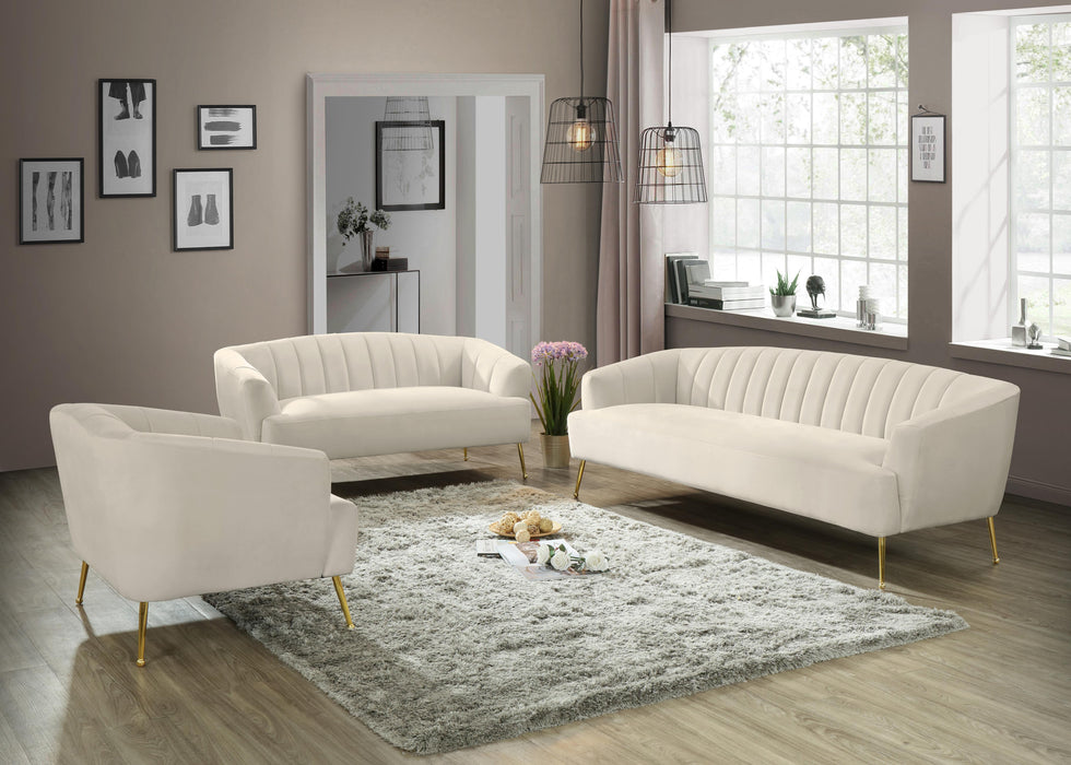 Tori Cream Velvet Loveseat - Royal Furniture & Gifts (MI) - Multi Location
