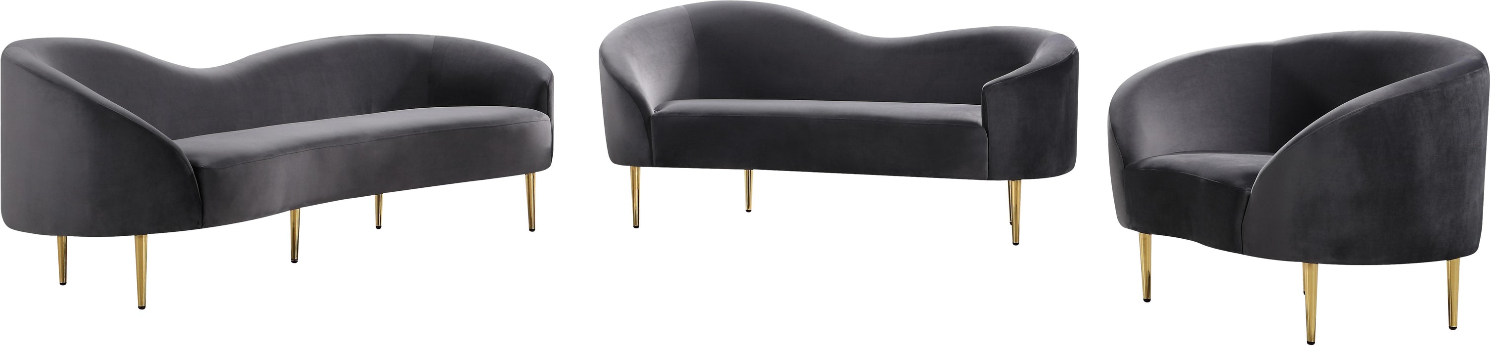 Ritz Grey Velvet Loveseat - Royal Furniture & Gifts (MI) - Multi Location