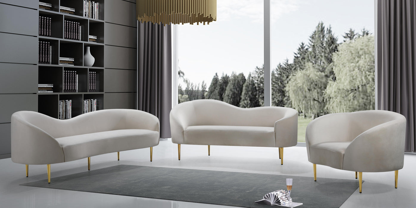 Ritz Cream Velvet Loveseat - Royal Furniture & Gifts (MI) - Multi Location
