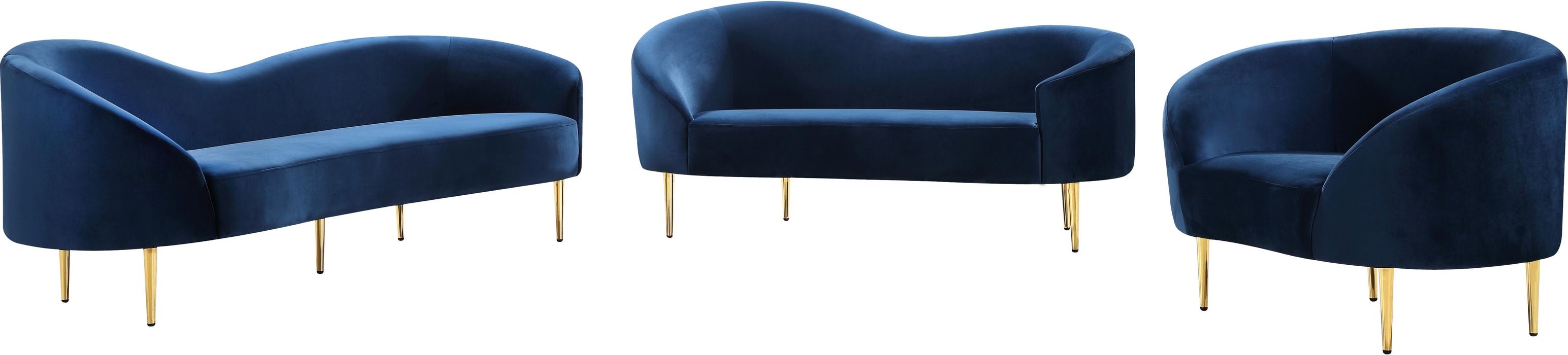 Ritz Navy Velvet Loveseat - Royal Furniture & Gifts (MI) - Multi Location