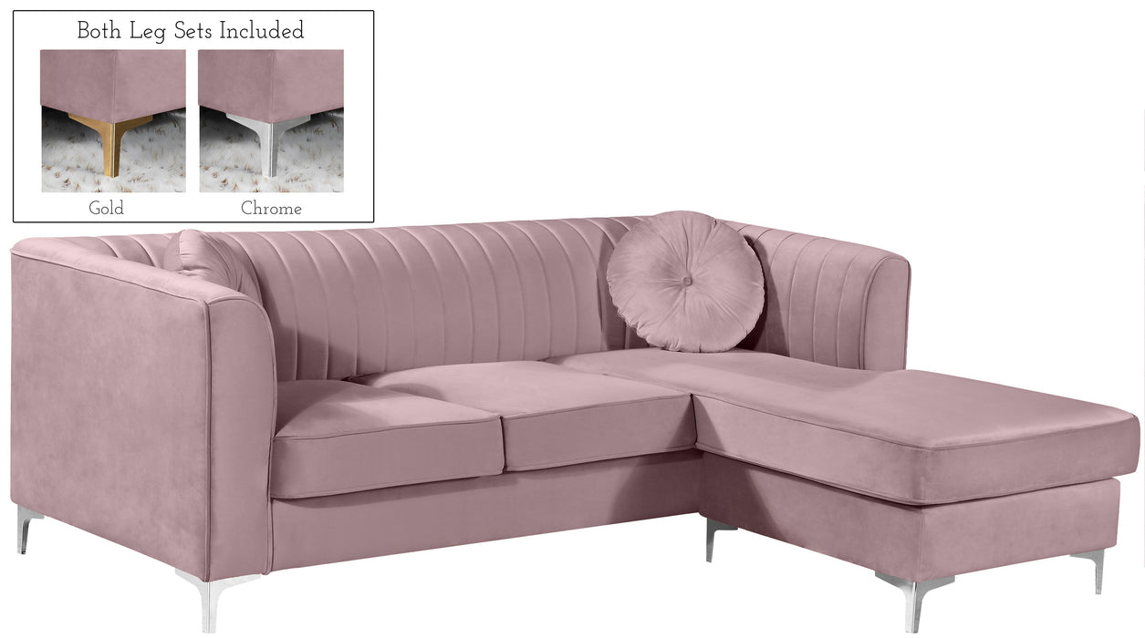 Eliana Pink Velvet 2pc. Reversible Sectional - Royal Furniture & Gifts (MI) - Multi Location