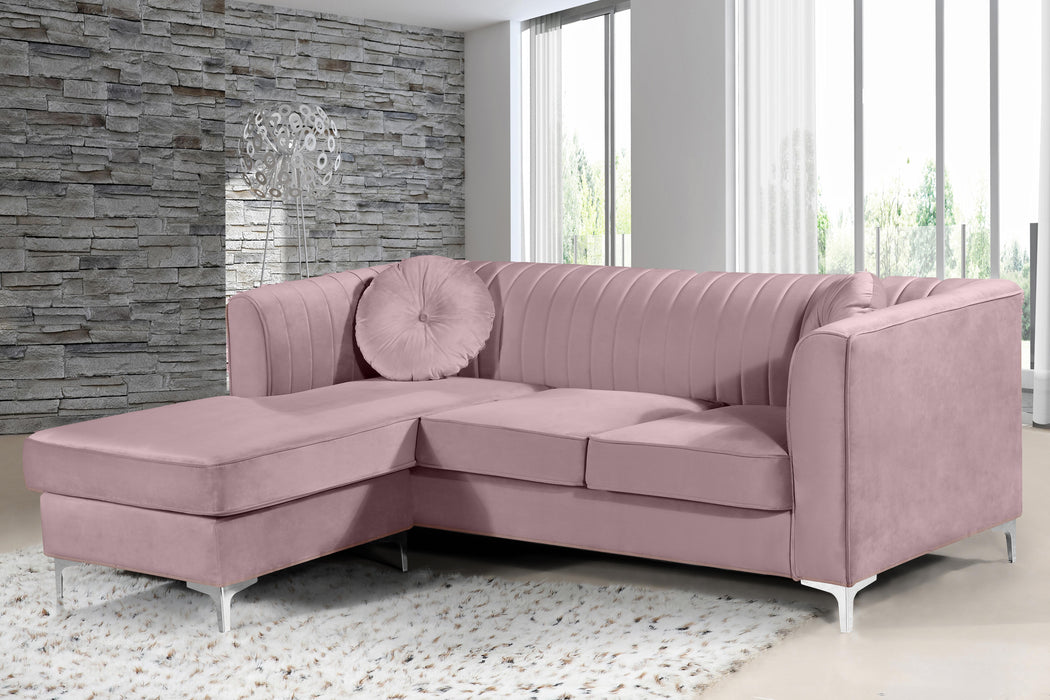 Eliana Pink Velvet 2pc. Reversible Sectional - Royal Furniture & Gifts (MI) - Multi Location