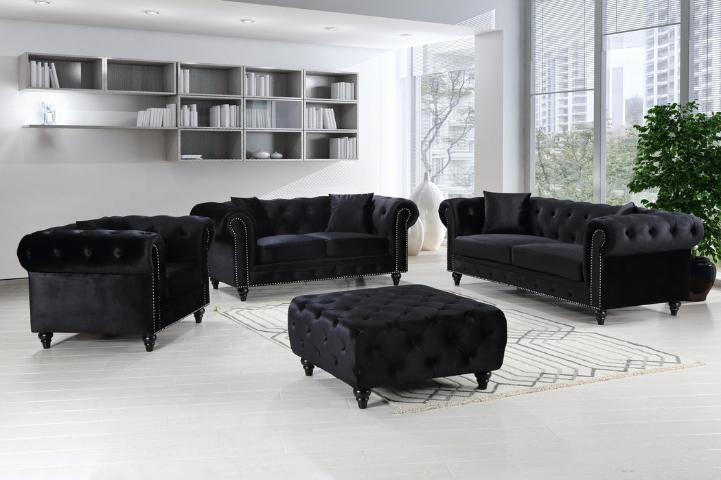 Chesterfield Black Velvet Loveseat - Royal Furniture & Gifts (MI) - Multi Location