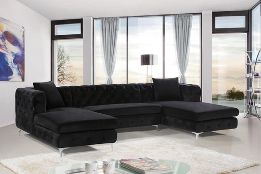 Gail Black Velvet 3pc. Sectional - Royal Furniture & Gifts (MI) - Multi Location