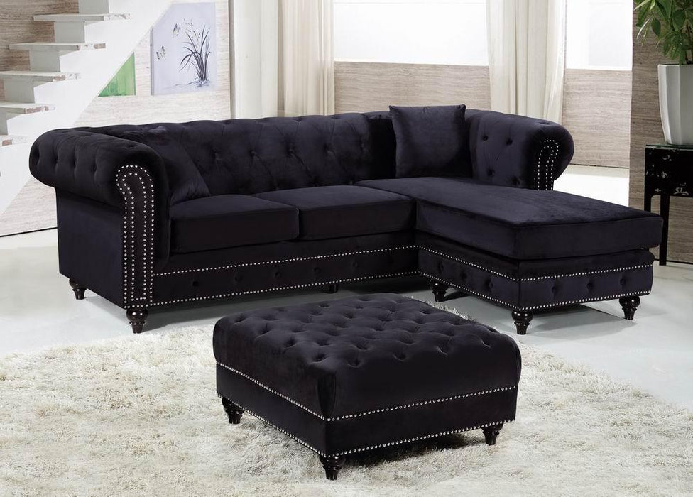 Sabrina Black Velvet 2pc. Reversible Sectional - Royal Furniture & Gifts (MI) - Multi Location