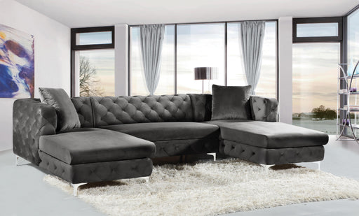 Gail Grey Velvet 3pc. Sectional - Royal Furniture & Gifts (MI) - Multi Location