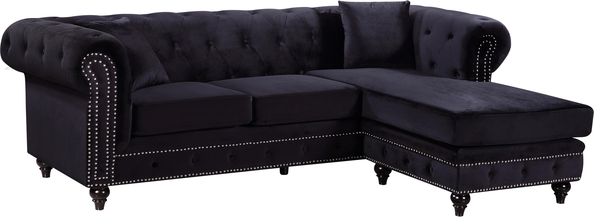 Sabrina Black Velvet 2pc. Reversible Sectional - Royal Furniture & Gifts (MI) - Multi Location