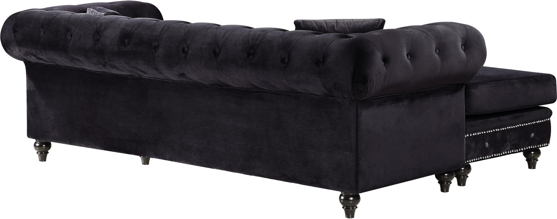 Sabrina Black Velvet 2pc. Reversible Sectional - Royal Furniture & Gifts (MI) - Multi Location
