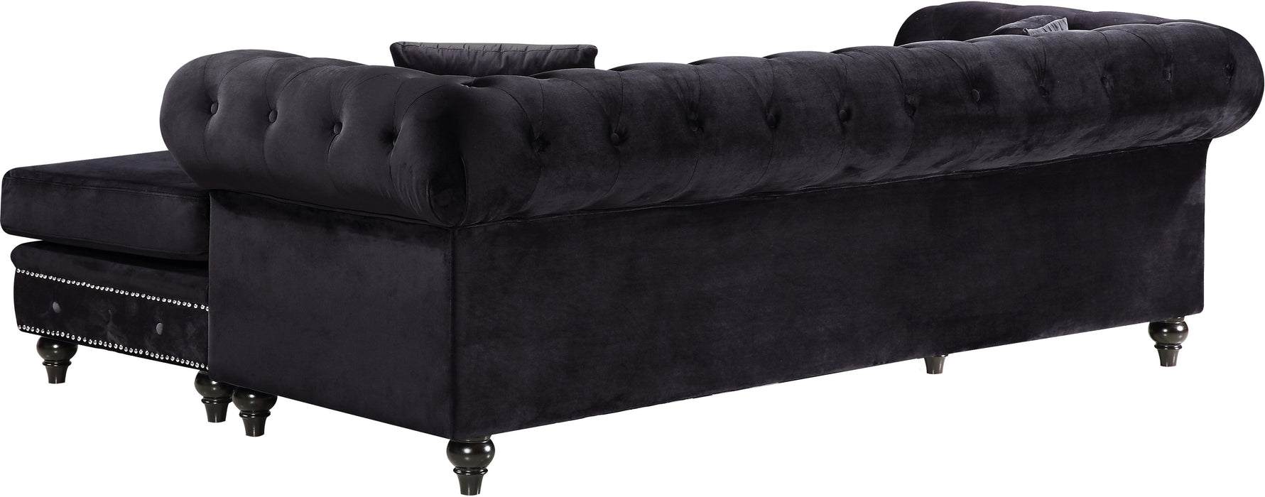 Sabrina Black Velvet 2pc. Reversible Sectional - Royal Furniture & Gifts (MI) - Multi Location