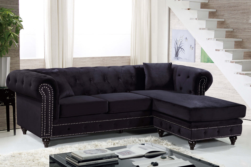 Sabrina Black Velvet 2pc. Reversible Sectional - Royal Furniture & Gifts (MI) - Multi Location