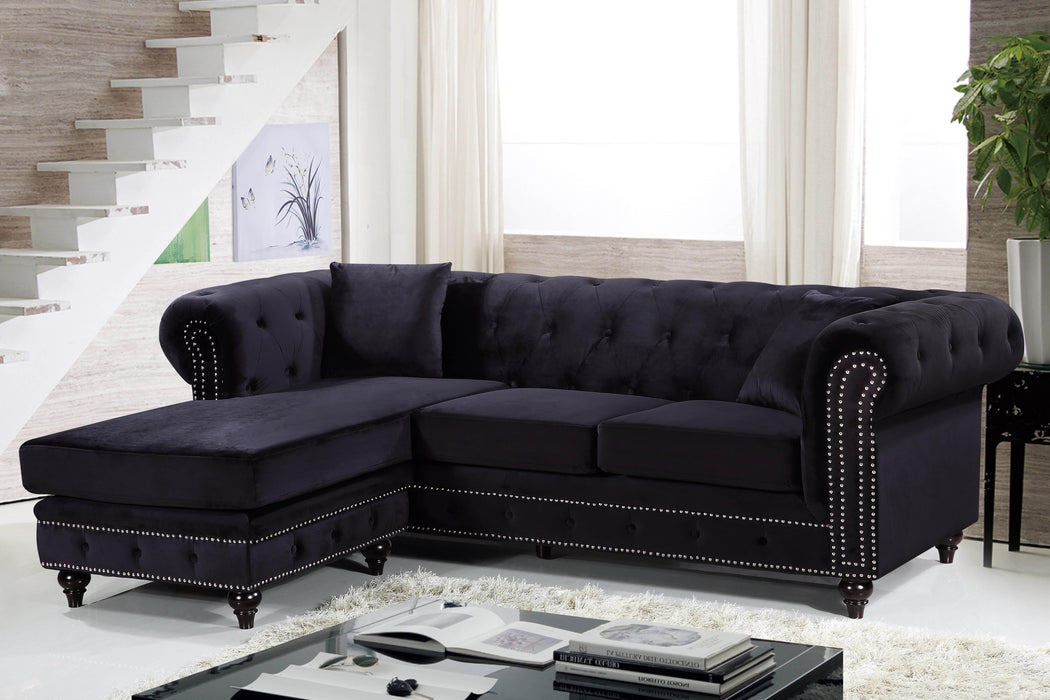 Sabrina Black Velvet 2pc. Reversible Sectional - Royal Furniture & Gifts (MI) - Multi Location