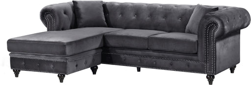 Sabrina Grey Velvet 2pc. Reversible Sectional - Royal Furniture & Gifts (MI) - Multi Location