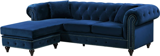 Sabrina Navy Velvet 2pc. Reversible Sectional - Royal Furniture & Gifts (MI) - Multi Location