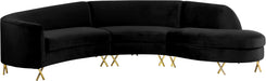 Serpentine Black Velvet 3pc. Sectional - Royal Furniture & Gifts (MI) - Multi Location