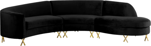 Serpentine Black Velvet 3pc. Sectional - Royal Furniture & Gifts (MI) - Multi Location