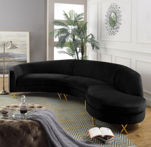 Serpentine Black Velvet 3pc. Sectional - Royal Furniture & Gifts (MI) - Multi Location