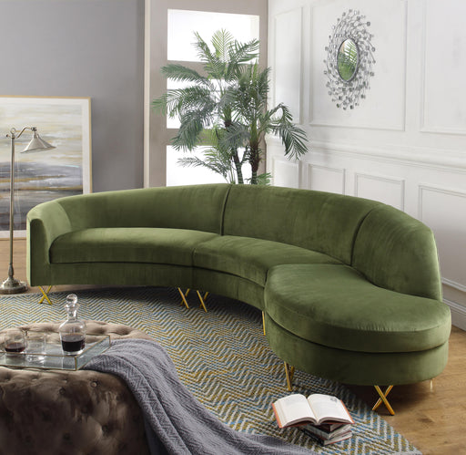 Serpentine Olive Velvet 3pc. Sectional - Royal Furniture & Gifts (MI) - Multi Location