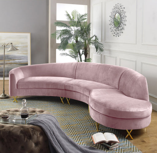 Serpentine Pink Velvet 3pc. Sectional - Royal Furniture & Gifts (MI) - Multi Location