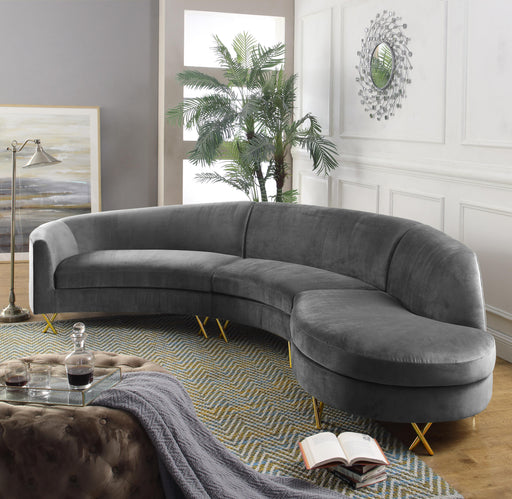 Serpentine Grey Velvet 3pc. Sectional - Royal Furniture & Gifts (MI) - Multi Location