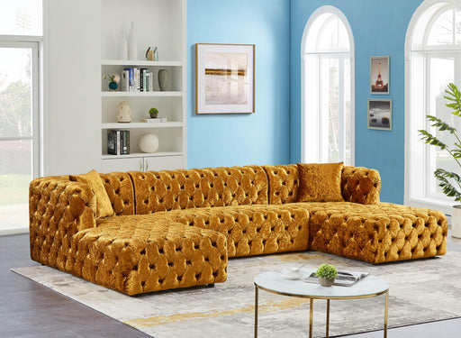 Coco Gold Velvet 3pc. Sectional (3 Boxes) - Royal Furniture & Gifts (MI) - Multi Location