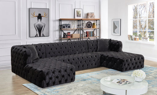 Coco Black Velvet 3pc. Sectional (3 Boxes) - Royal Furniture & Gifts (MI) - Multi Location