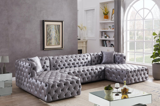 Coco Grey Velvet 3pc. Sectional (3 Boxes) - Royal Furniture & Gifts (MI) - Multi Location