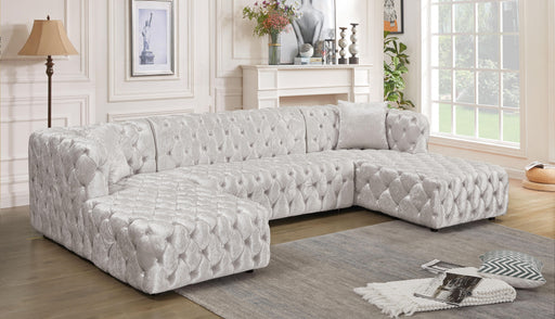Coco White Velvet 3pc. Sectional (3 Boxes) - Royal Furniture & Gifts (MI) - Multi Location