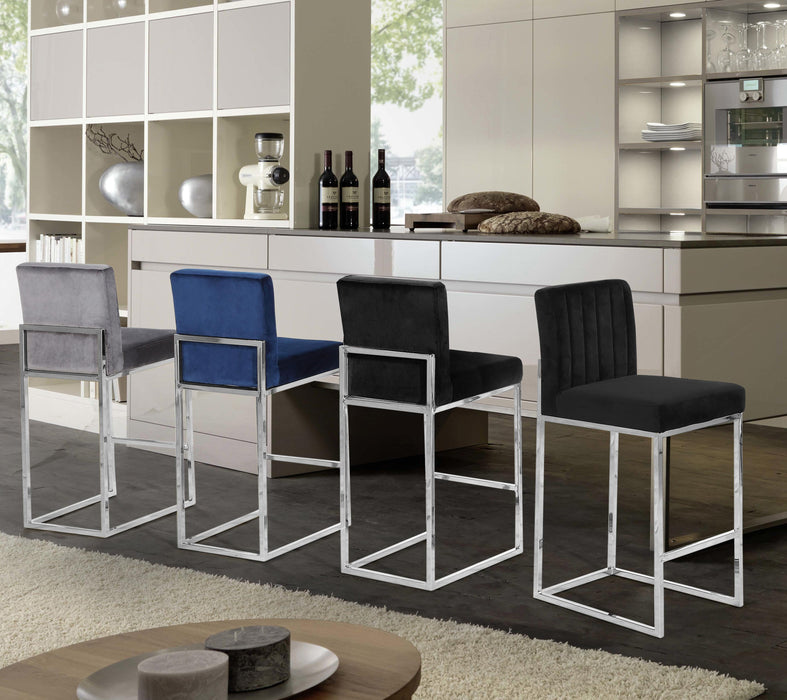 Giselle Grey Velvet Stool - Royal Furniture & Gifts (MI) - Multi Location