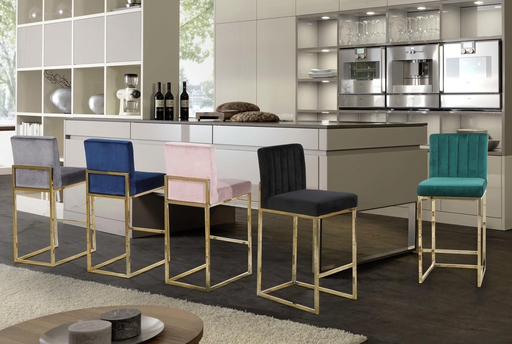 Giselle Navy Velvet Stool - Royal Furniture & Gifts (MI) - Multi Location