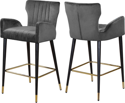 Luxe Grey Velvet Stool - Royal Furniture & Gifts (MI) - Multi Location