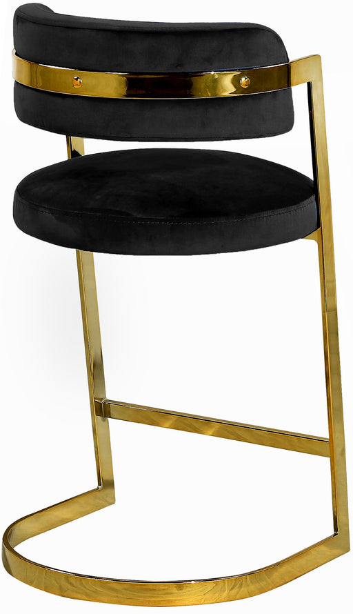 Stephanie Black Velvet Stool - Royal Furniture & Gifts (MI) - Multi Location