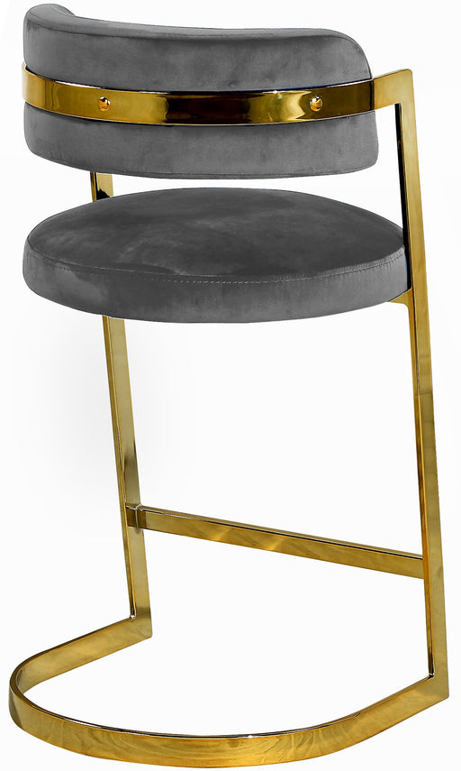 Stephanie Grey Velvet Stool - Royal Furniture & Gifts (MI) - Multi Location
