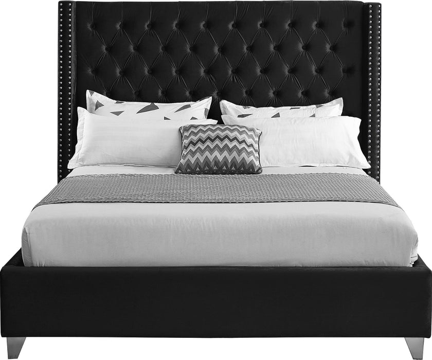 Aiden Black Velvet Queen Bed - Royal Furniture & Gifts (MI) - Multi Location