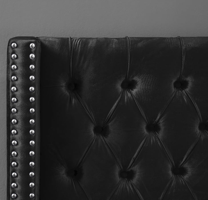 Aiden Black Velvet Queen Bed - Royal Furniture & Gifts (MI) - Multi Location