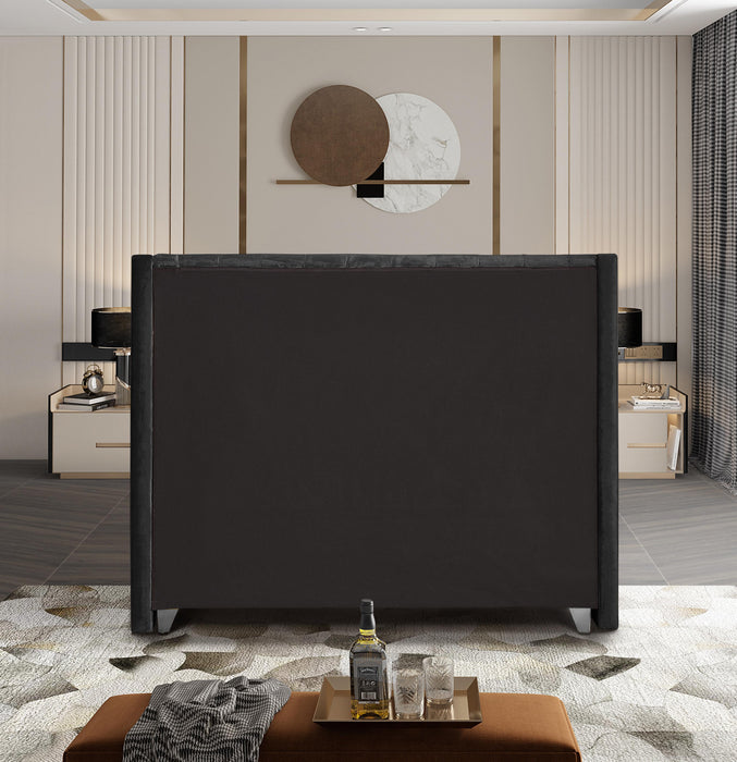Aiden Black Velvet Queen Bed - Royal Furniture & Gifts (MI) - Multi Location