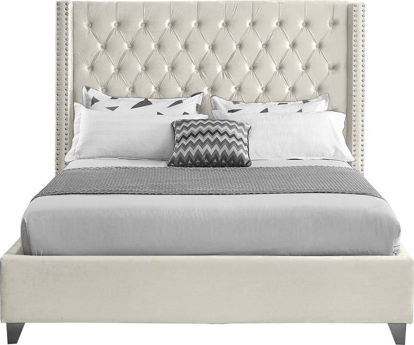 Aiden Cream Velvet King Bed - Royal Furniture & Gifts (MI) - Multi Location